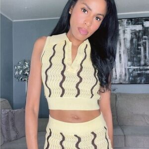 Fashion Nova Yellow and Black Knit Set